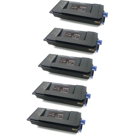 5 Pack Kyocera TK-3150 Black Compatible Toner Cartridges